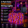 Solar Halloween String Lights – 2-Pack, 72 ft, Purple & Orange, Ships from US